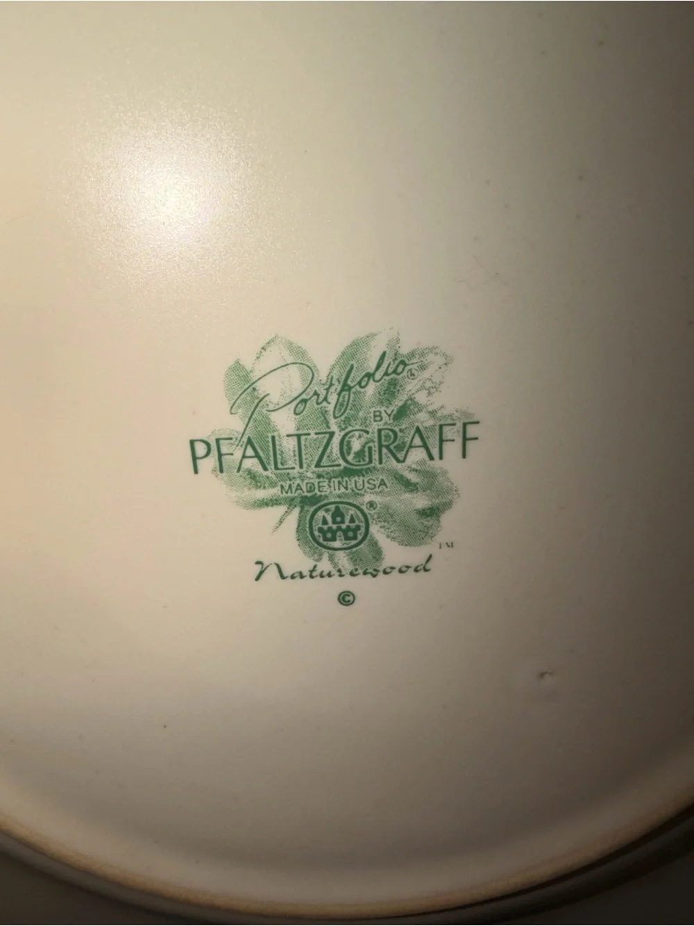 Pfaltzgraff Green Botanical Pattern Ceramic Dinner Plates Set of 14 (7 Each)